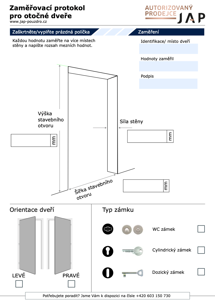 ZAMĚŘOVACÍ PROTOKOL - OTOČNÉ DVEŘE